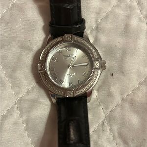 Invicta Angel Silver‎ Dial Watch with Black Strap